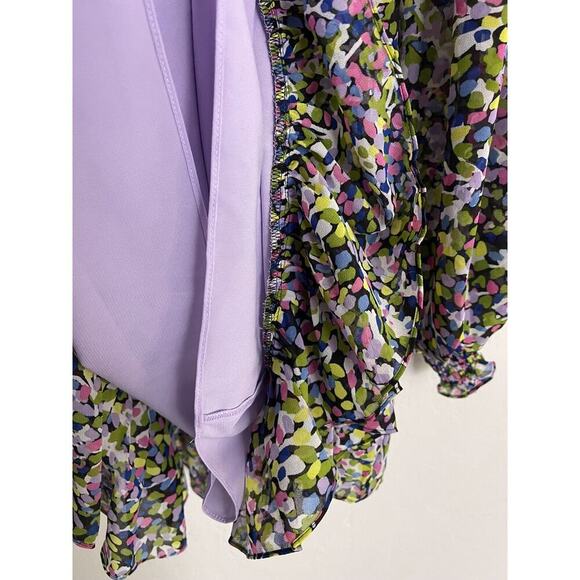 Ted Baker 2 USA 6 Dress Karlie Long Sleeve Floral Poet Sleeve Smocked Waist - Picture 11 of 12
